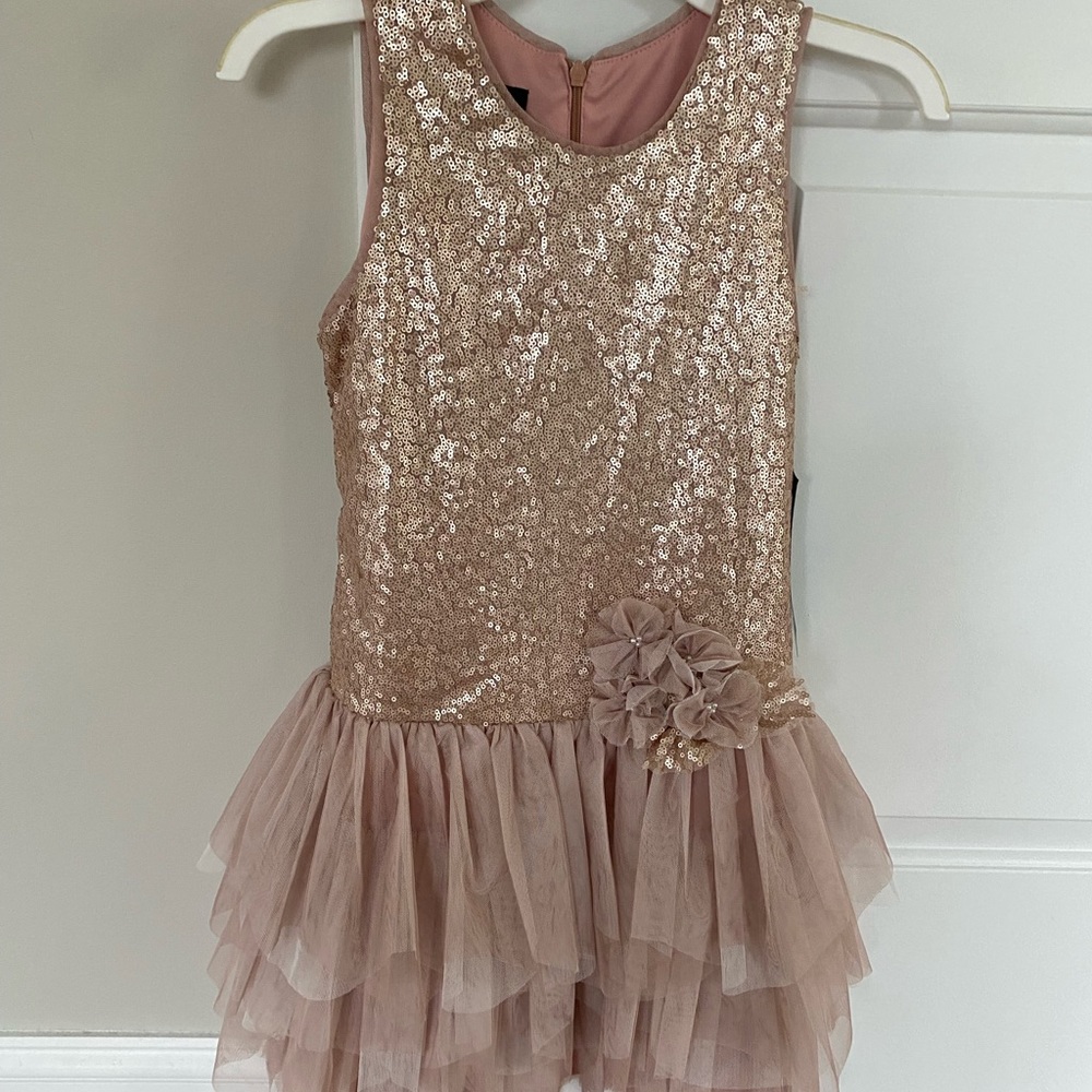 New! Isobella & Chloe Rose Gold girls Dress size 7